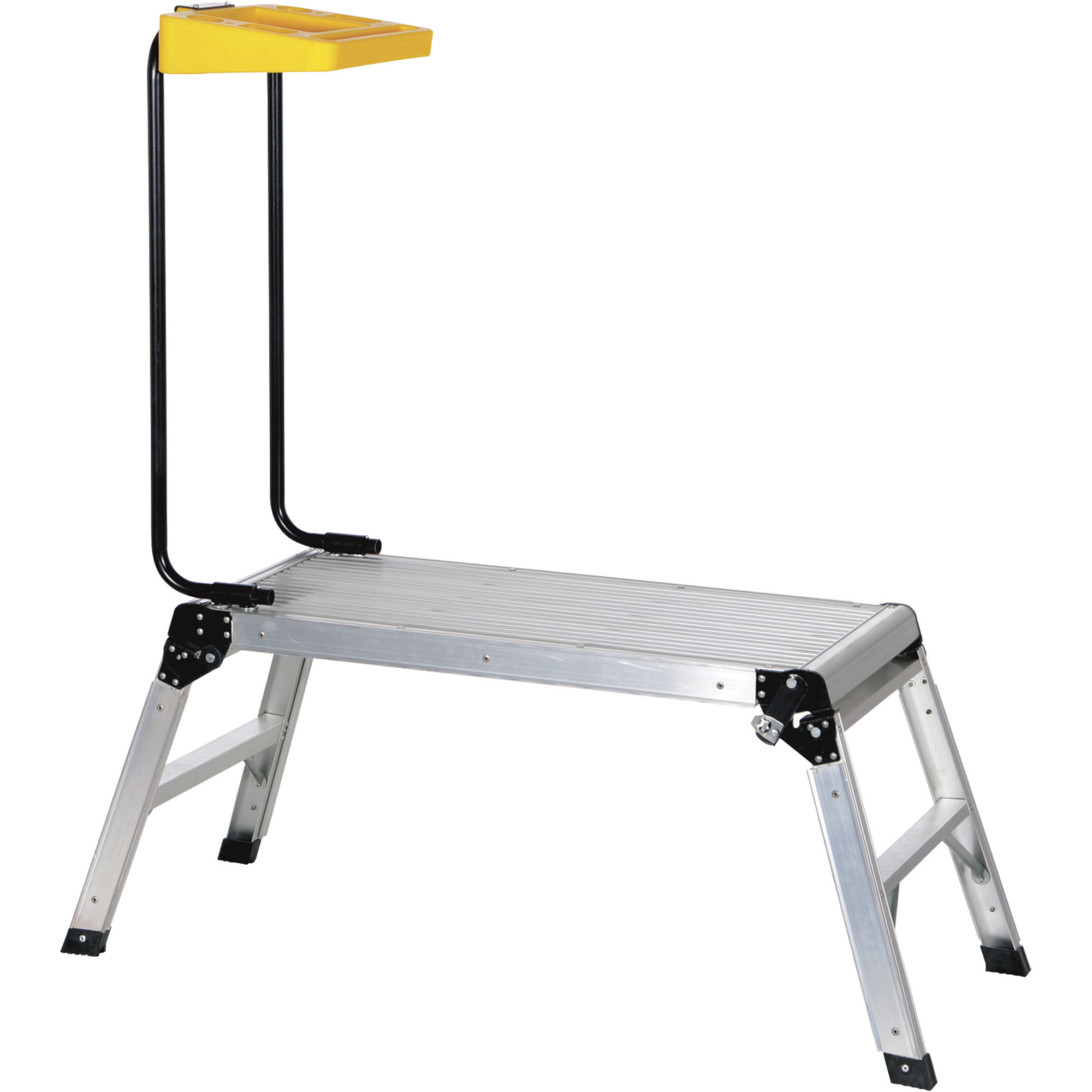 Vestil Aluminum Folding Step Platform with Tool Tray - 51in. Opened Height, 250-Lb. Capacity, Non-Skid Feet, Model# AFSP-2-TT